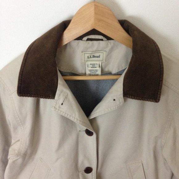 L.L. Bean Jackets & Blazers - L.L. Bean Beige Button Canvas Field M Women Coat